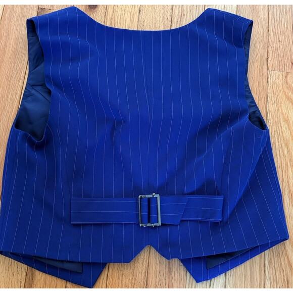 WALTER BAKER Luanna Vest Size Medium Royal Blue Pin Stripe Preppy Academia - Picture 3 of 7